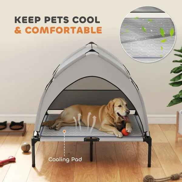 Elevated Dog Bed With Removable Canopy - Portable Outdoor Raised Cot