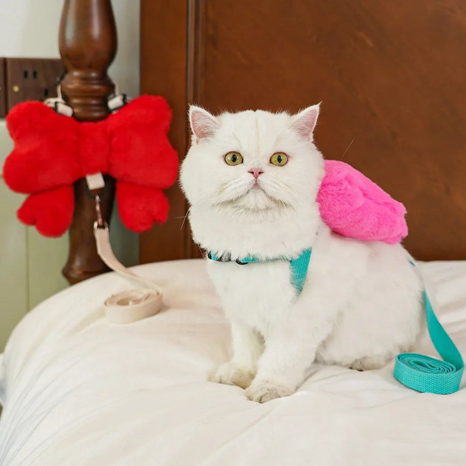 Bow Backpack Harness - Cute Pet Chest Strap Leash Set