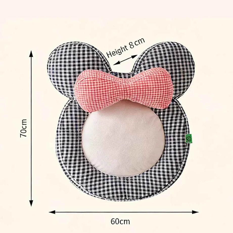 Pet Mat with Bow - Cartoon Plaid Design Bed