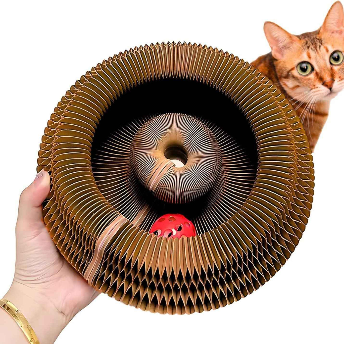Cat Toy With Bells - Accordion-style Scratching Post