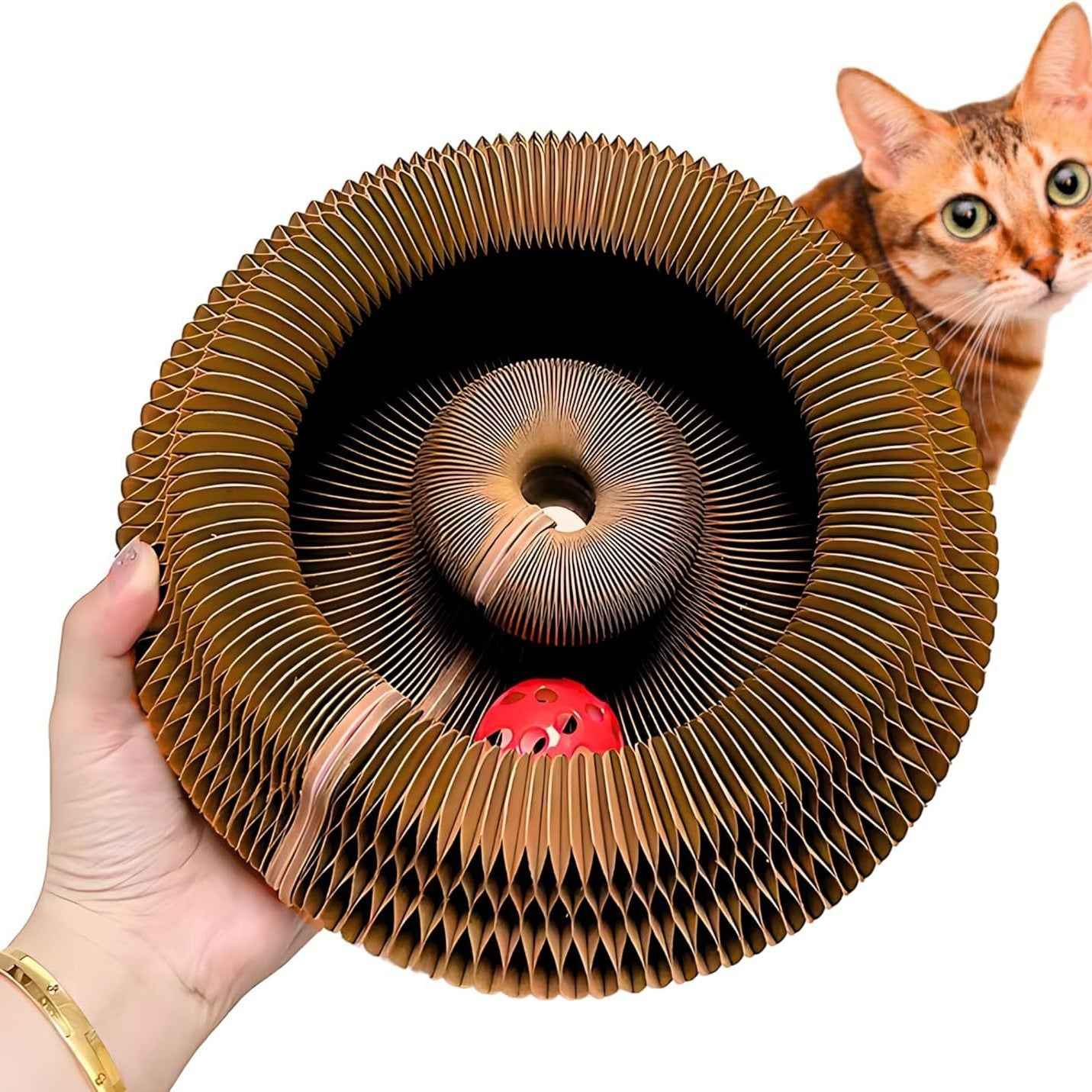 Cat Toy With Bells - Accordion-style Scratching Post