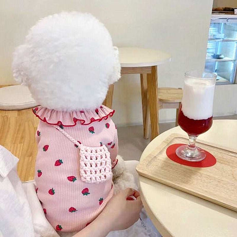 Summer Thin Lace Ruffle Strawberry Pet Cat Dog Clothes