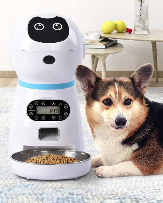 Automatic Robot Style Intelligent Audible Pet Feeder - Record your Message