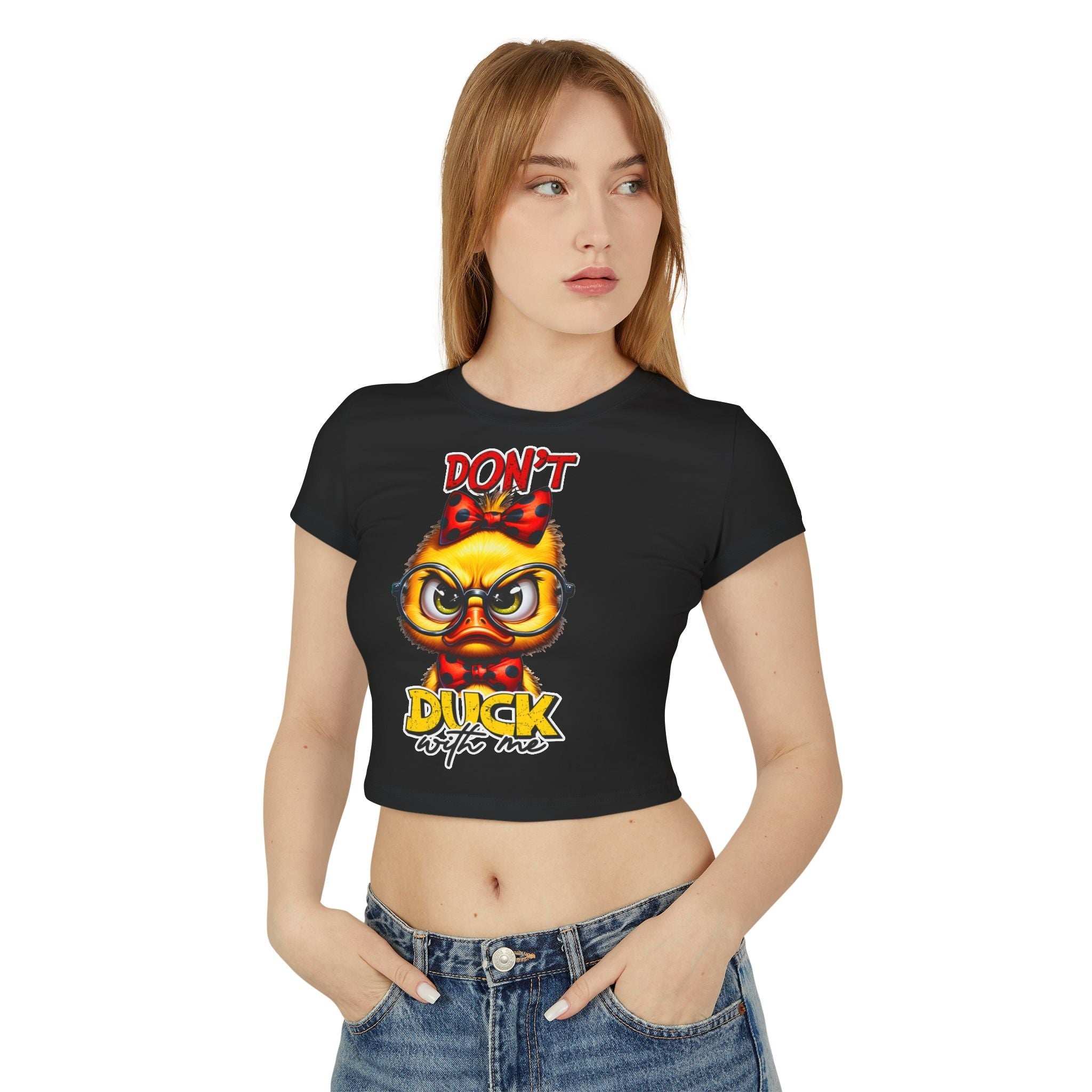 Funny Duck Graphic Women's Baby Tee - Don't Duck with Me