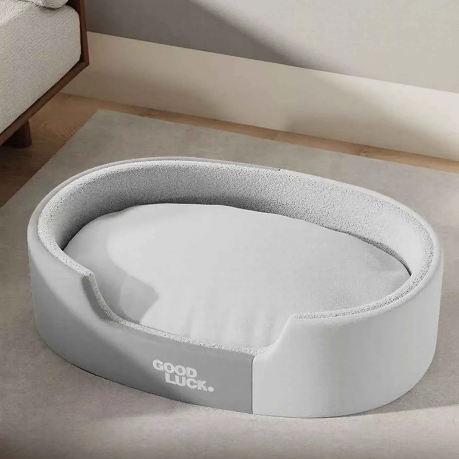 Plush Pet Nest - Two-Tone Thickened Oval Bed