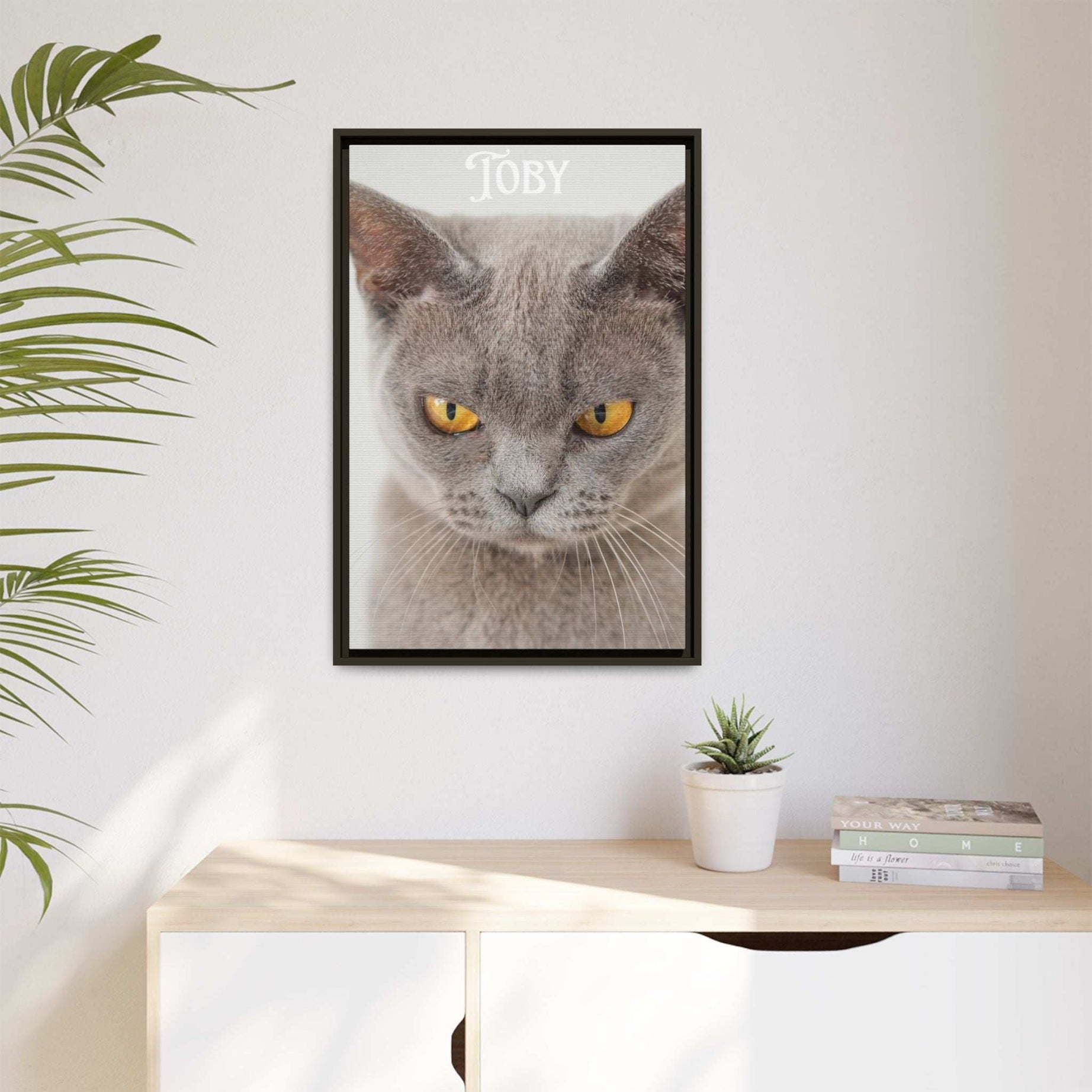 Personalized Photo Wall Art - Framed Matte Canvas Print for Pet Lovers - Customizable Name Print