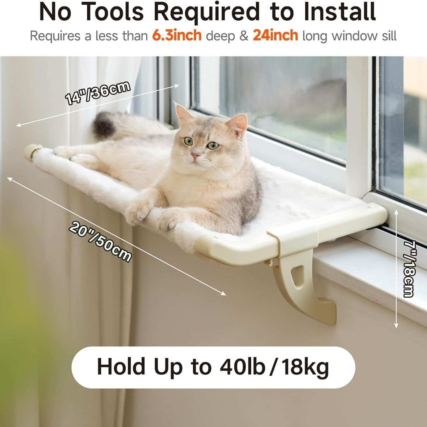 Adjustable Cat Window Perch With One-Step Sliding Clamp