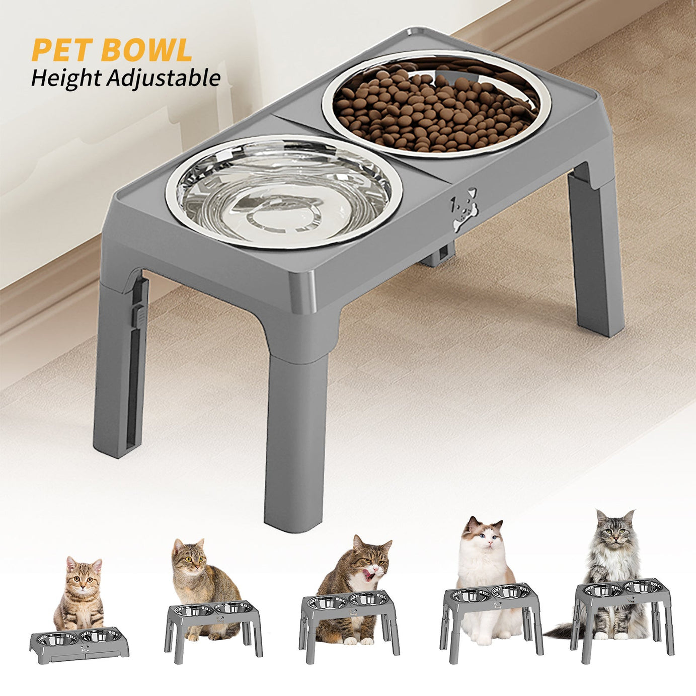 Elevated Dog Bowls - Height Adjustable Feeding Station