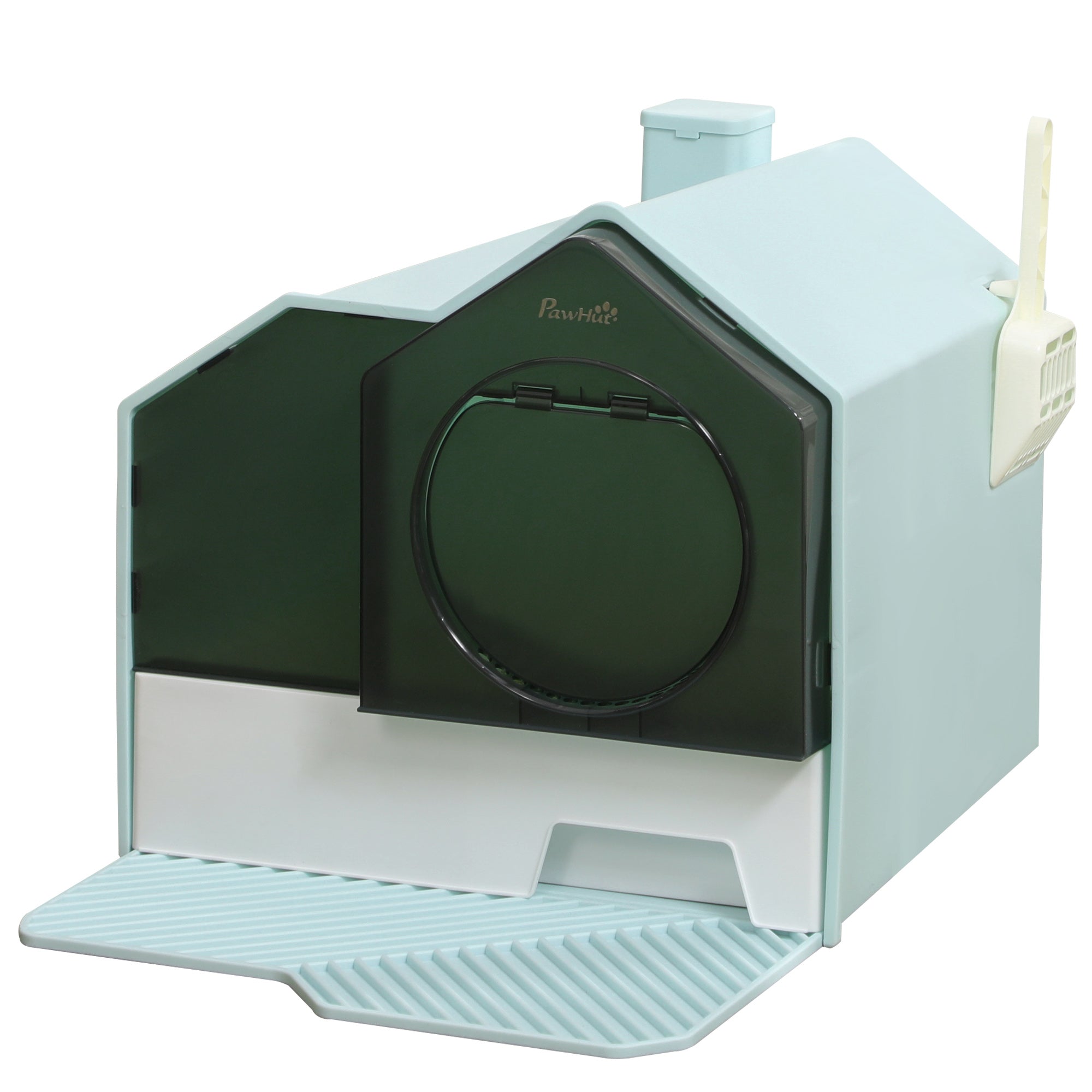 Cat Litter Box Hooded House - Drawer Clean Mat Scoop Included