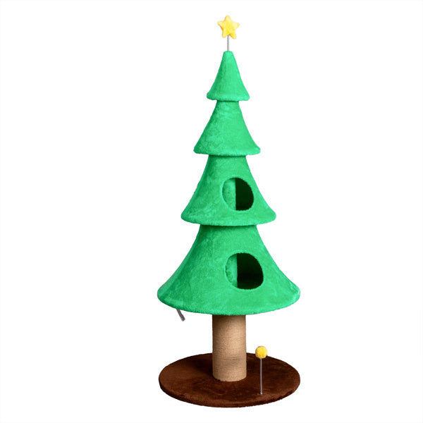 Christmas Tree Cat Tower - 59in Tall with Condos & Scratching Post