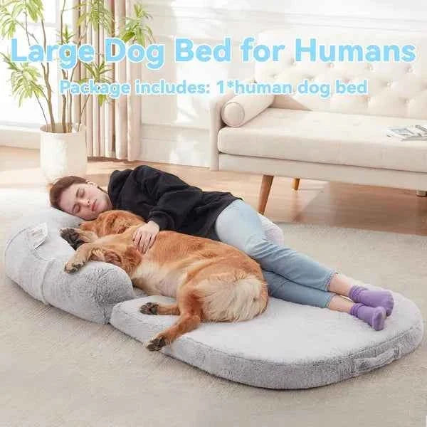 Large Foldable Dog Bed - Plush Orthopedic Human Sized