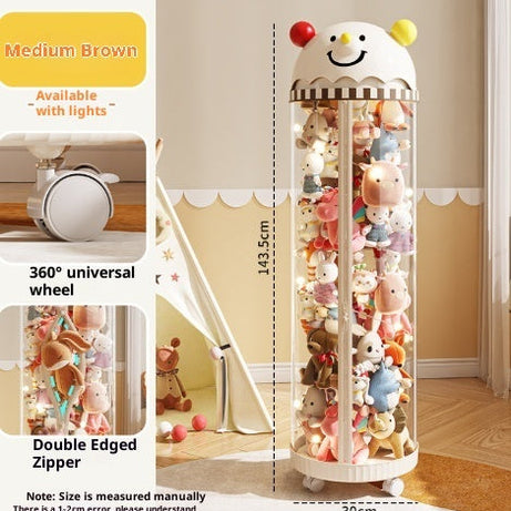 Pet Toy Storage Tower - Clear Cylinder Organizer with LED Lights