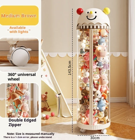 Pet Toy Storage Tower - Clear Cylinder Organizer with LED Lights