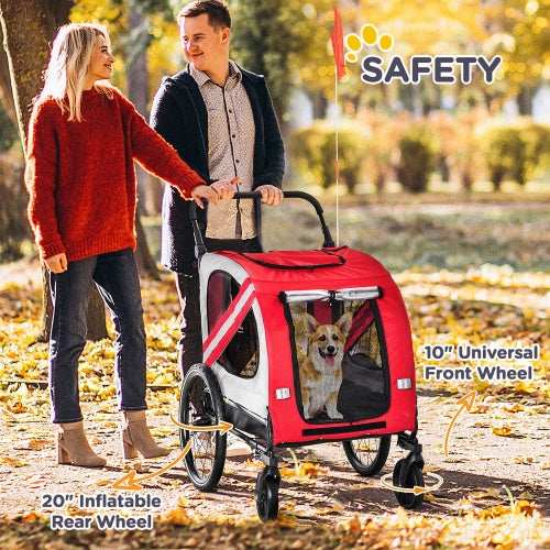 Pet Bike Trailer & Stroller - 2-in-1 for Small Dogs