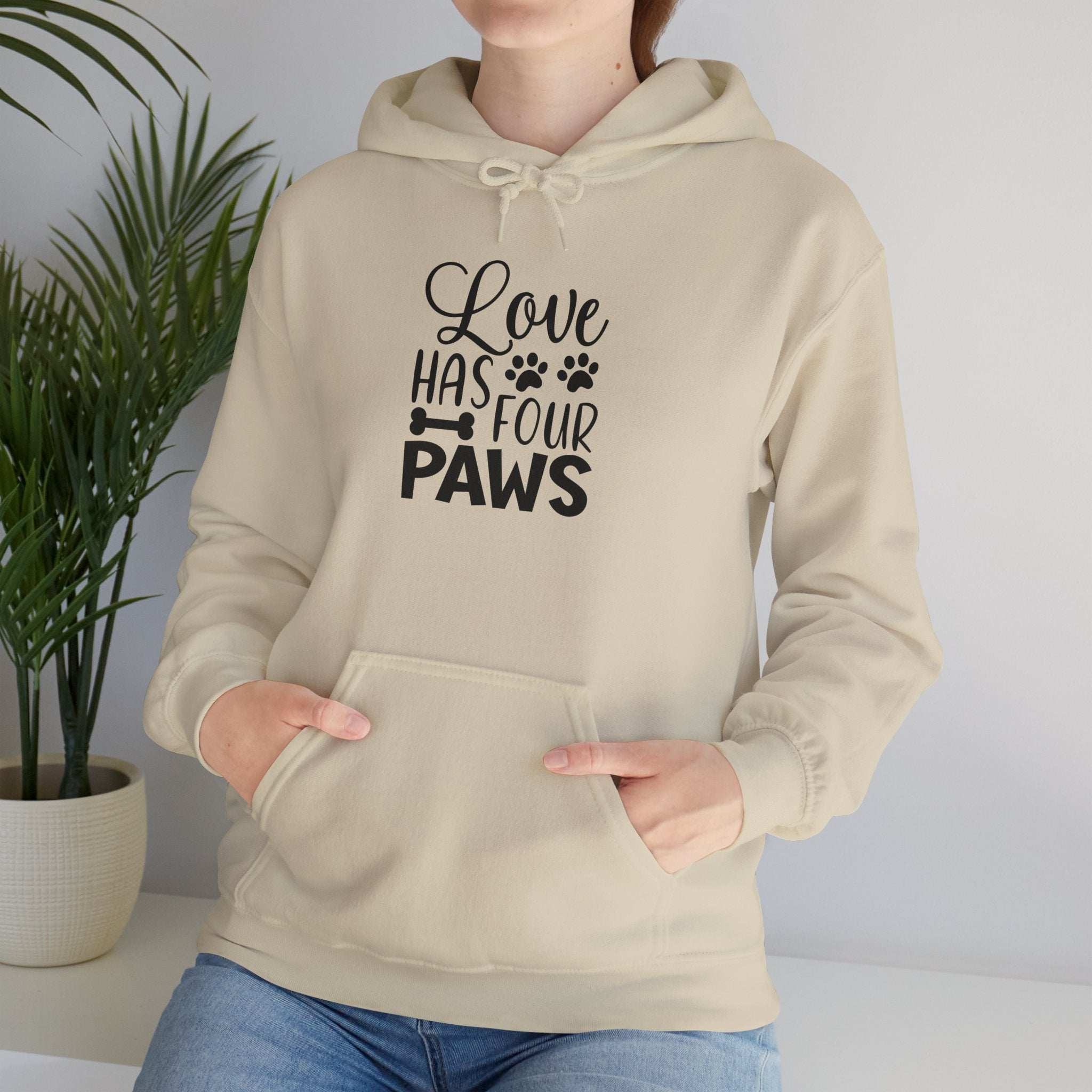 Love Has Four Paws Hoodie – Cozy Unisex Sweatshirt for Pet Lovers