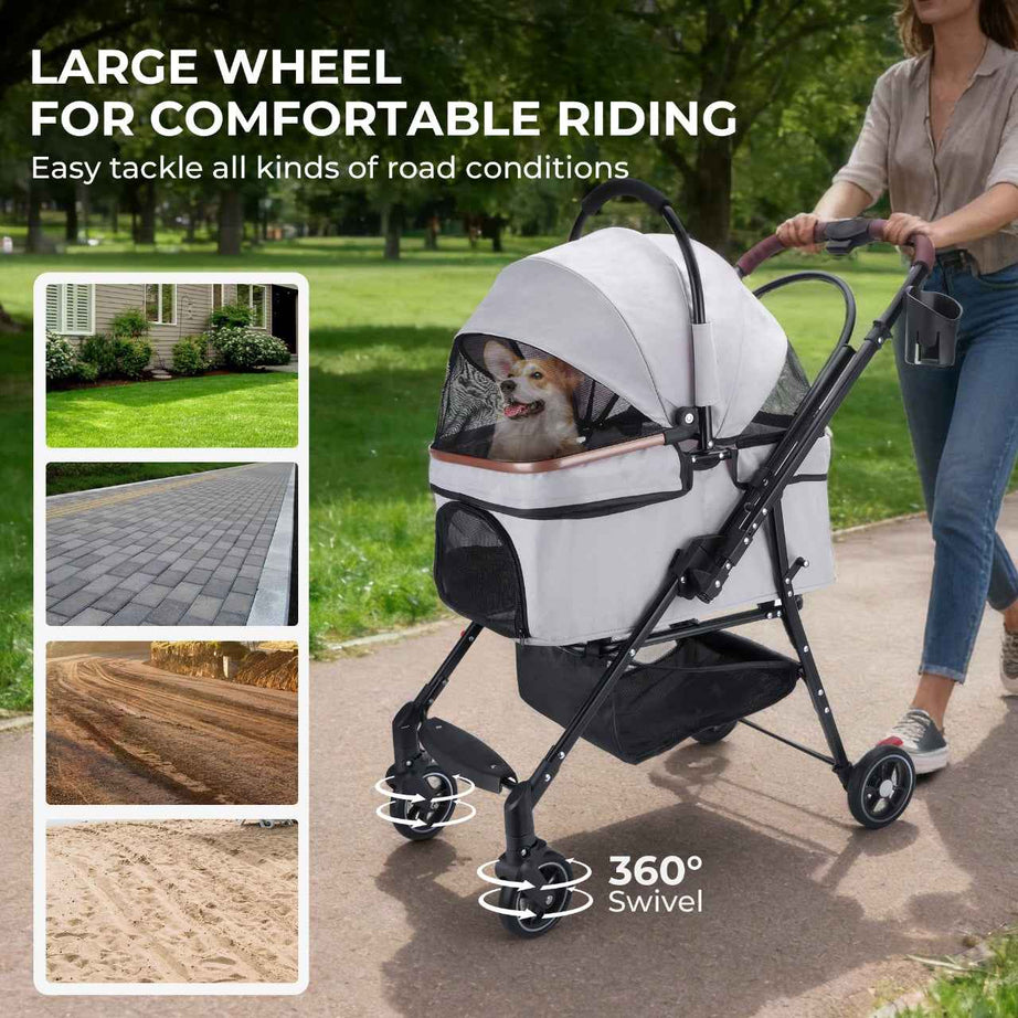 Foldable One-Hand Pet Stroller - Small Dogs & Cats