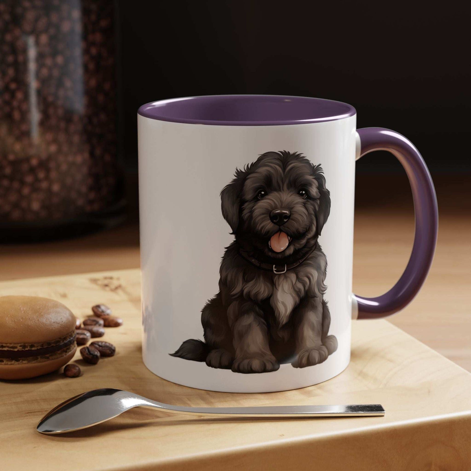 Cute Bouvier Des Flanders Dog Design Accent Coffee Mug - 11oz & 15oz