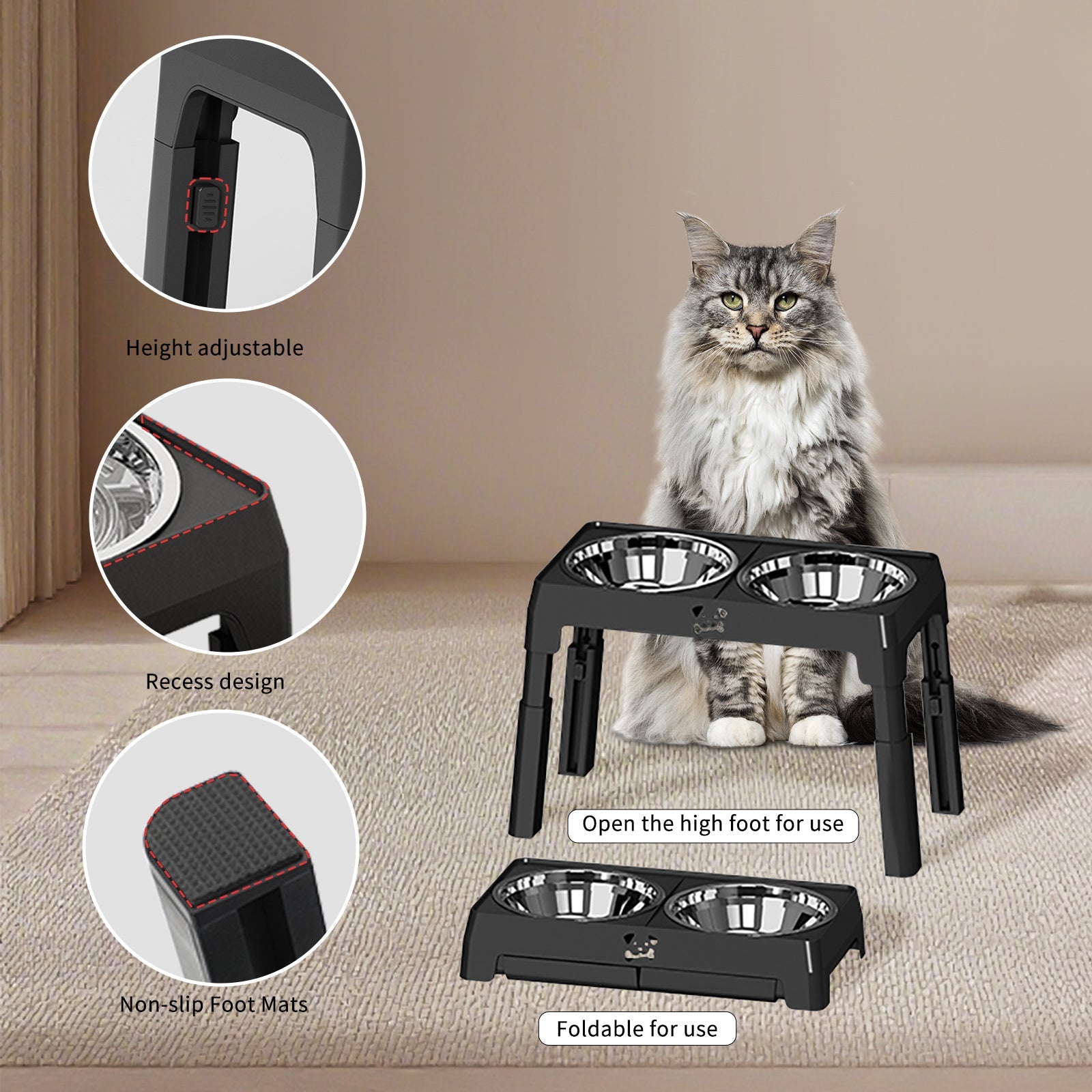 Elevated Dog Bowls - Height Adjustable Feeding Station