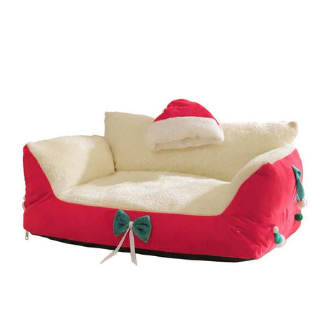 Christmas Cat Bed for Winter Warmth - Cozy Bolster Pet Nest