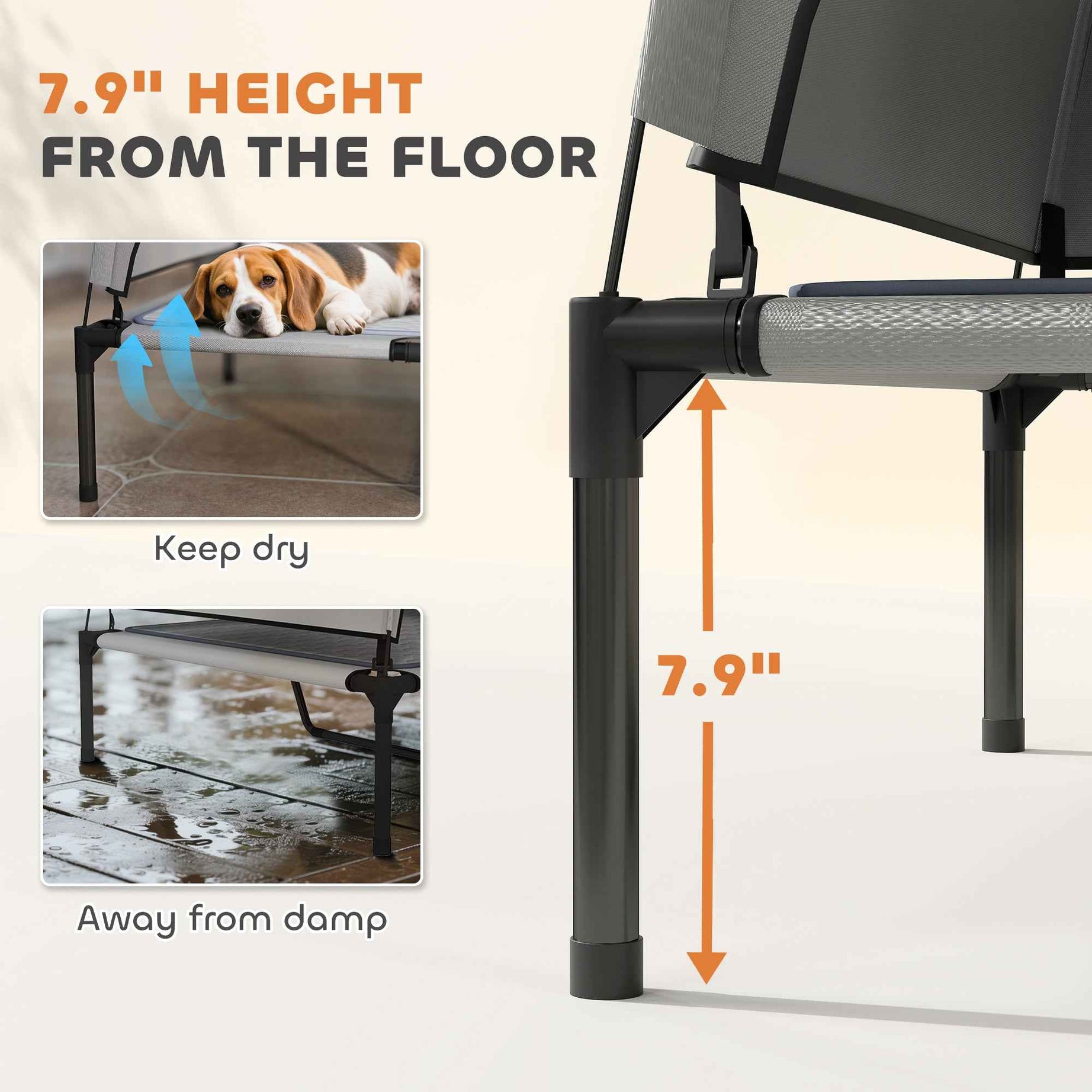 Elevated Dog Bed with Removable Canopy, Portable Outside Raised Pet Cot with Cooling Pad, Storage Bag, 36" x 29.5" x 35"