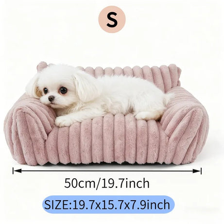 Small Pet Bolster Sofa Bed - Washable Plush Couch for Cats and Dogs