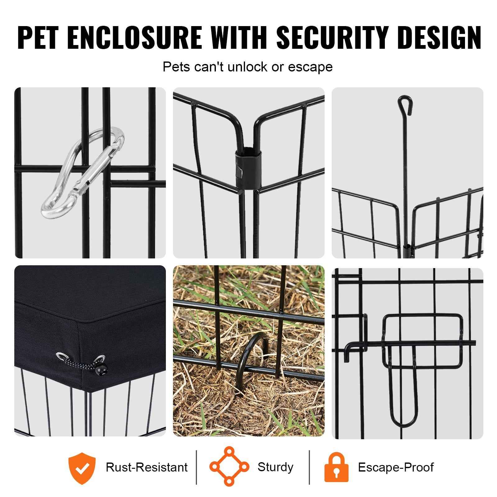 Dog Exercise Playpen - 8 Panel Foldable Metal Pen with Top Cover & Mat 30 Inch