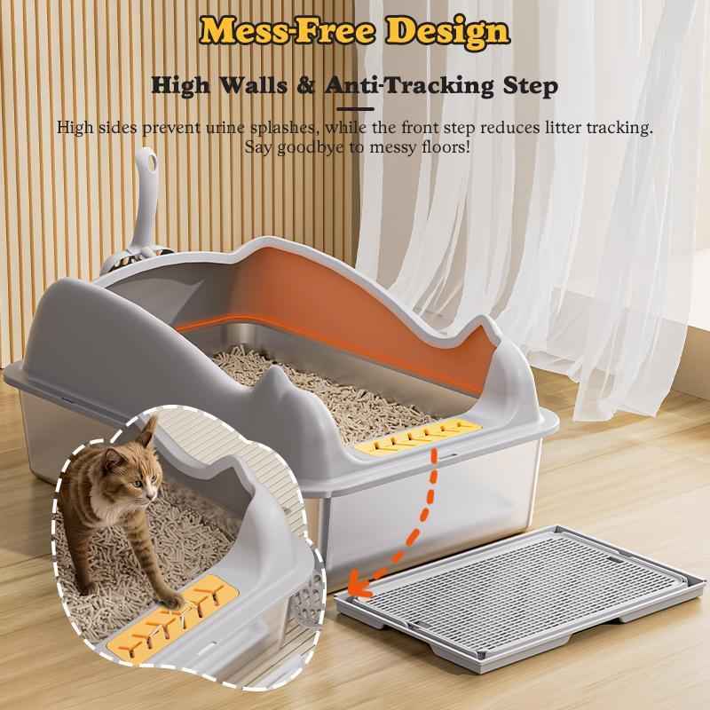 Stainless Steel Cat Litter Box - Large Rust-Free