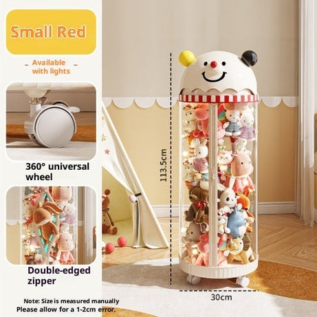 Pet Toy Storage Tower - Clear Cylinder Organizer with LED Lights