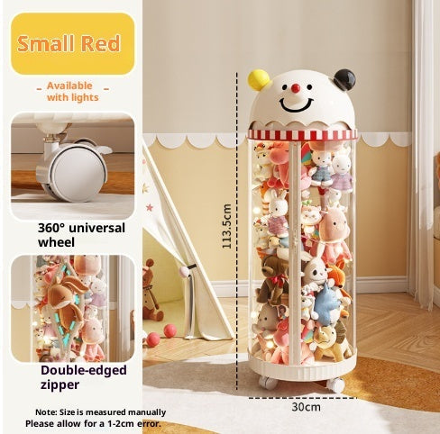 Pet Toy Storage Tower - Clear Cylinder Organizer with LED Lights