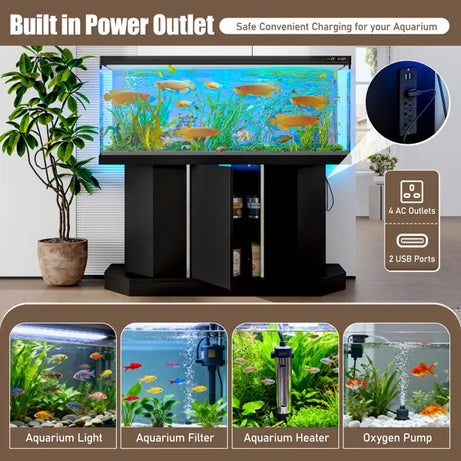 Aquarium Stand with Storage - 55-75 Gallon with Power Outlet