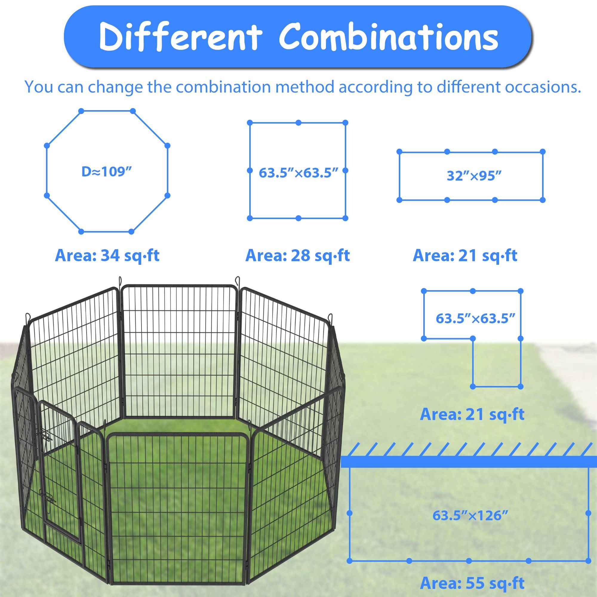 Dog Playpen For Large Dogs - 8 Panel with Door