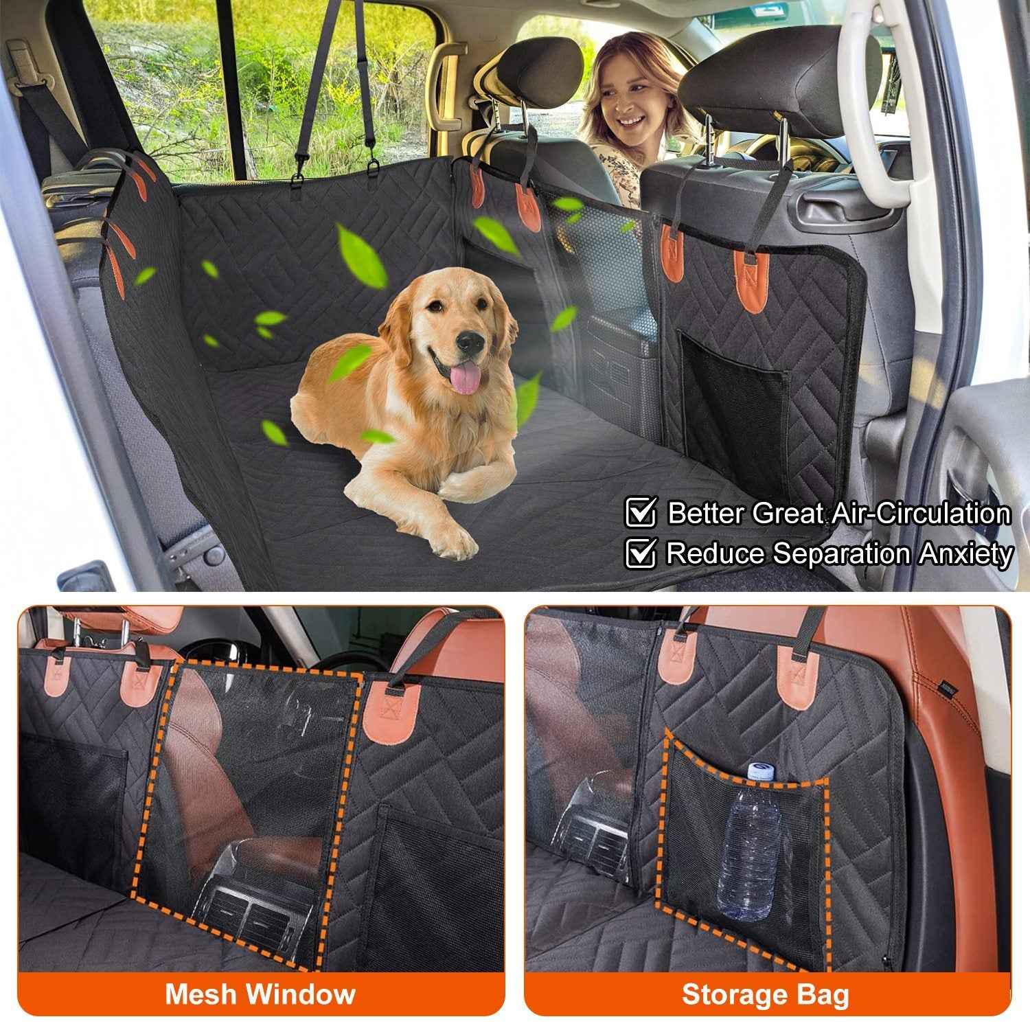 Dog Car Seat Cover - Waterproof Hammock for Back Seat