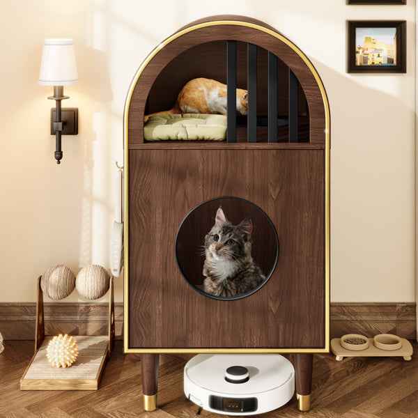 Cat Litter Box Enclosure 2-in-1 - Condo Bed Cat Furniture