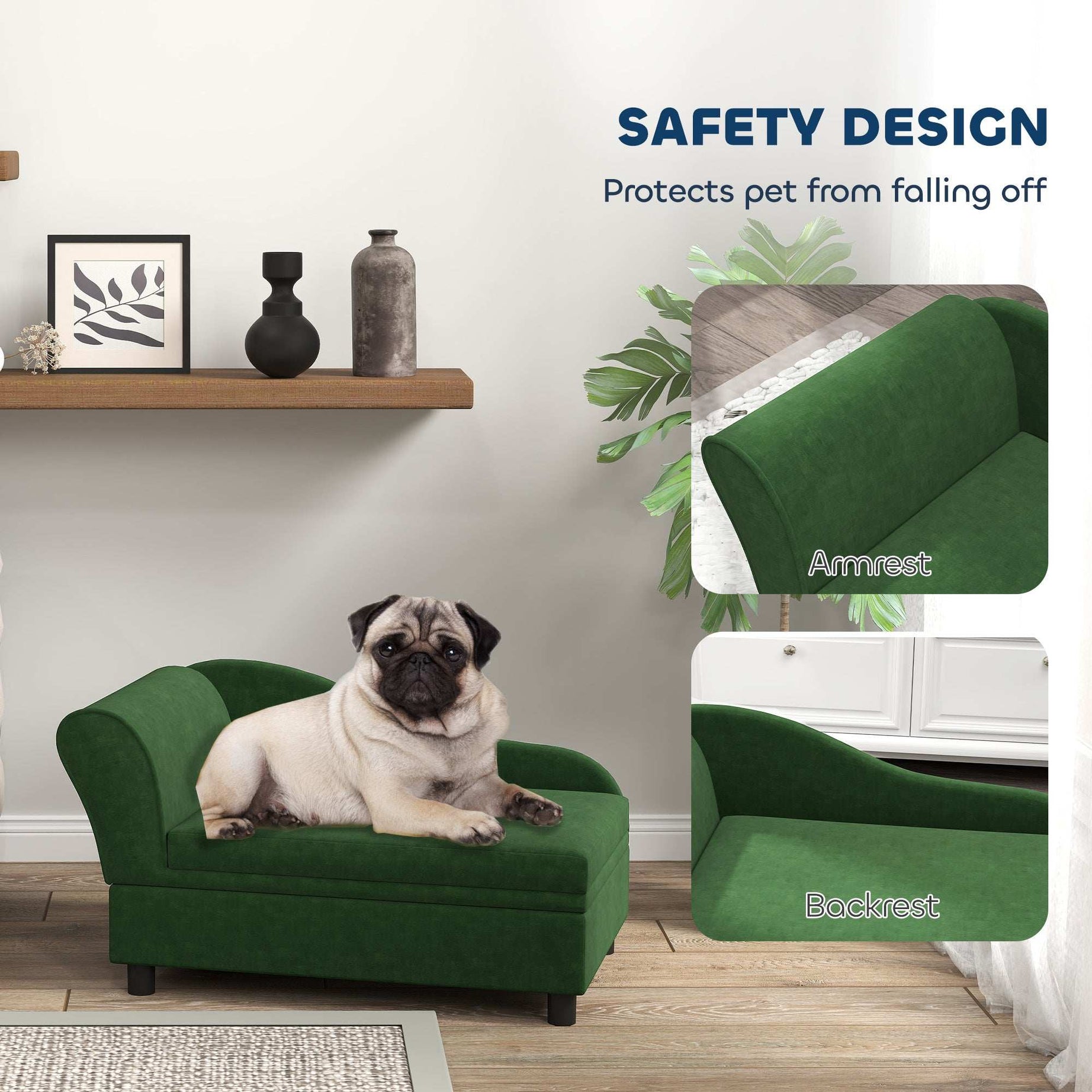 Pet Sofa Bed with Storage - Green for Cats & Small Dogs