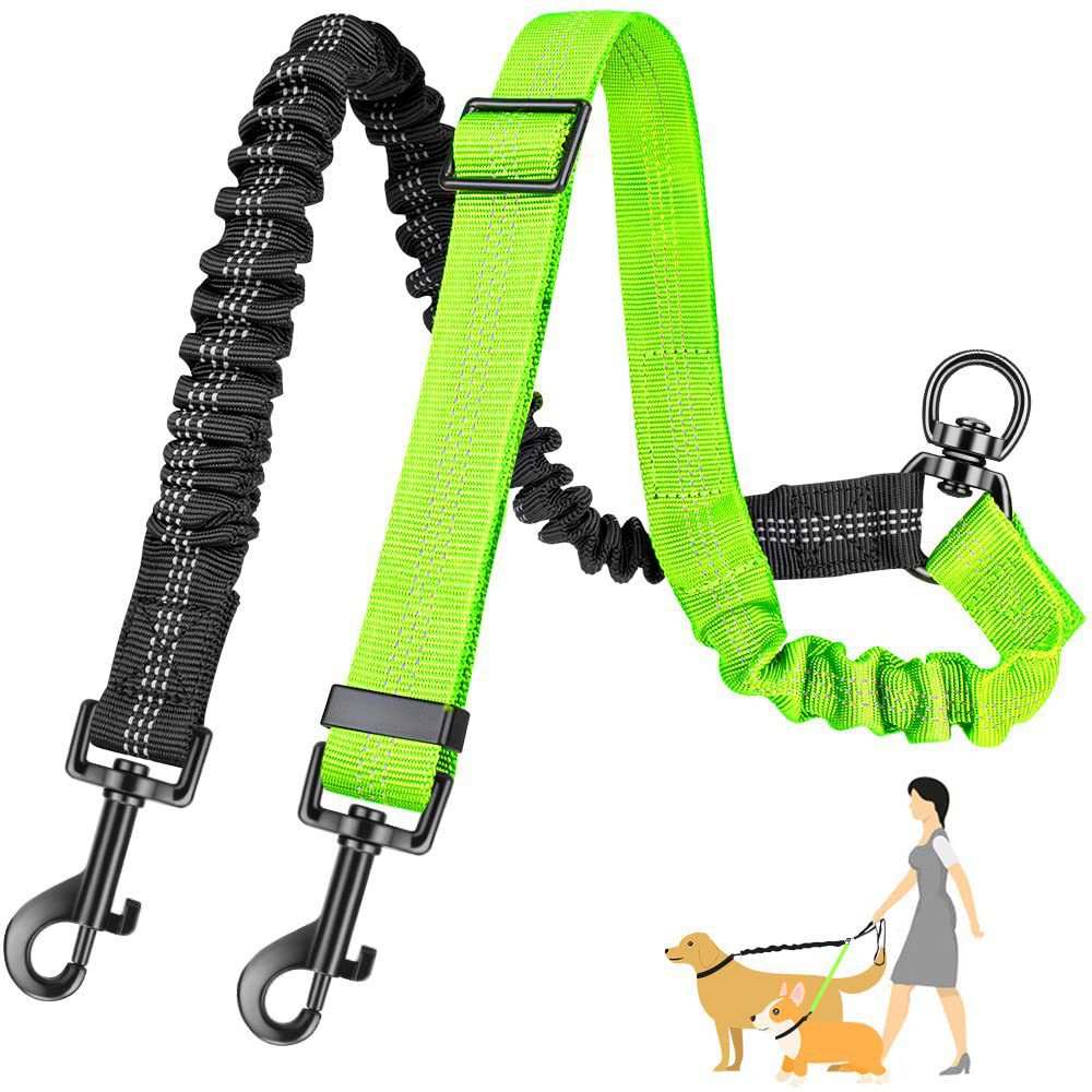 Shock Absorbing Retractable Leash for Two Dogs - Maintain Control