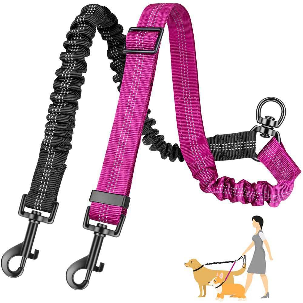 Shock Absorbing Retractable Leash for Two Dogs - Maintain Control