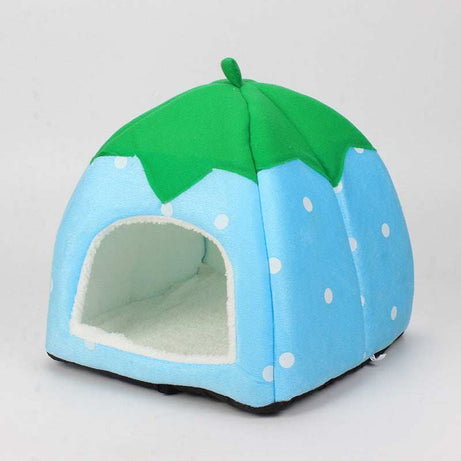 Plush Strawberry Pet Cat Nest - Cozy Cave