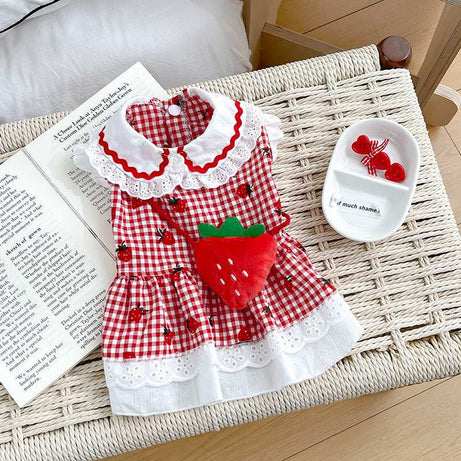 Cute Dog Strawberry Dress Pet Clothes