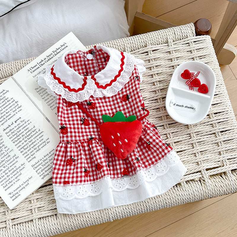 Cute Dog Strawberry Dress Pet Clothes