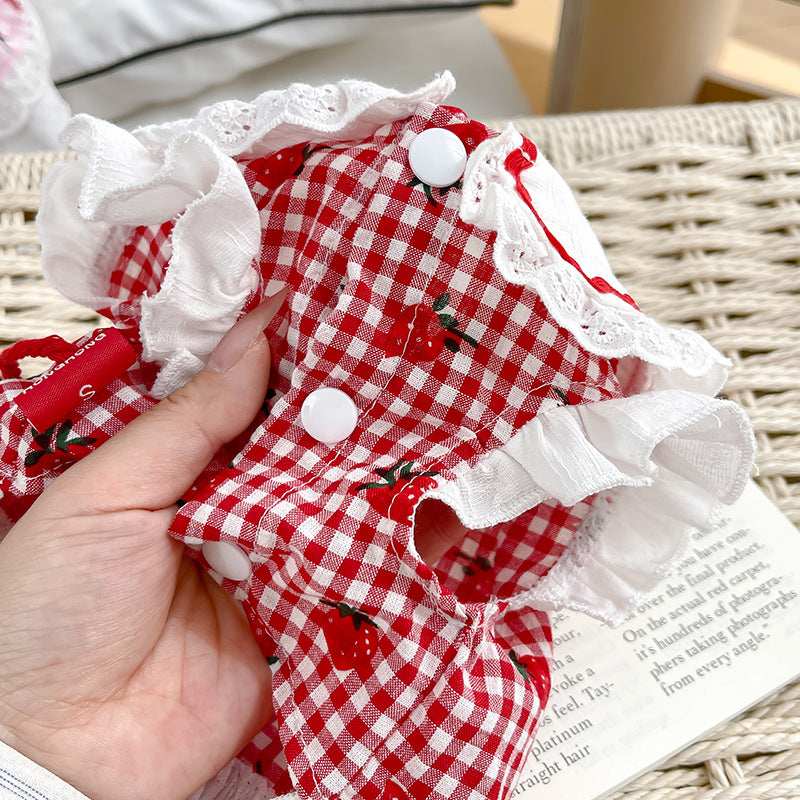 Cute Dog Strawberry Dress Pet Clothes