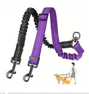 Shock Absorbing Retractable Leash for Two Dogs - Maintain Control
