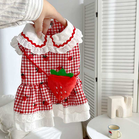 Cute Dog Strawberry Dress Pet Clothes
