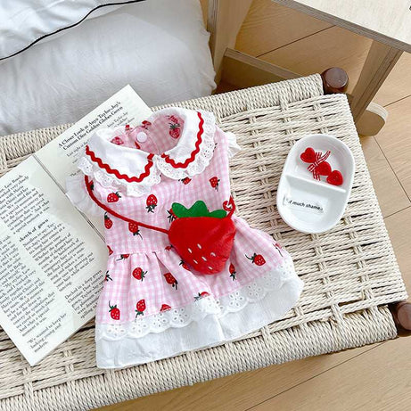 Cute Dog Strawberry Dress Pet Clothes