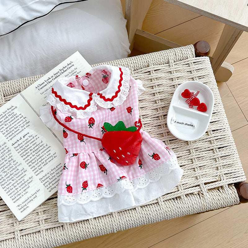 Cute Dog Strawberry Dress Pet Clothes