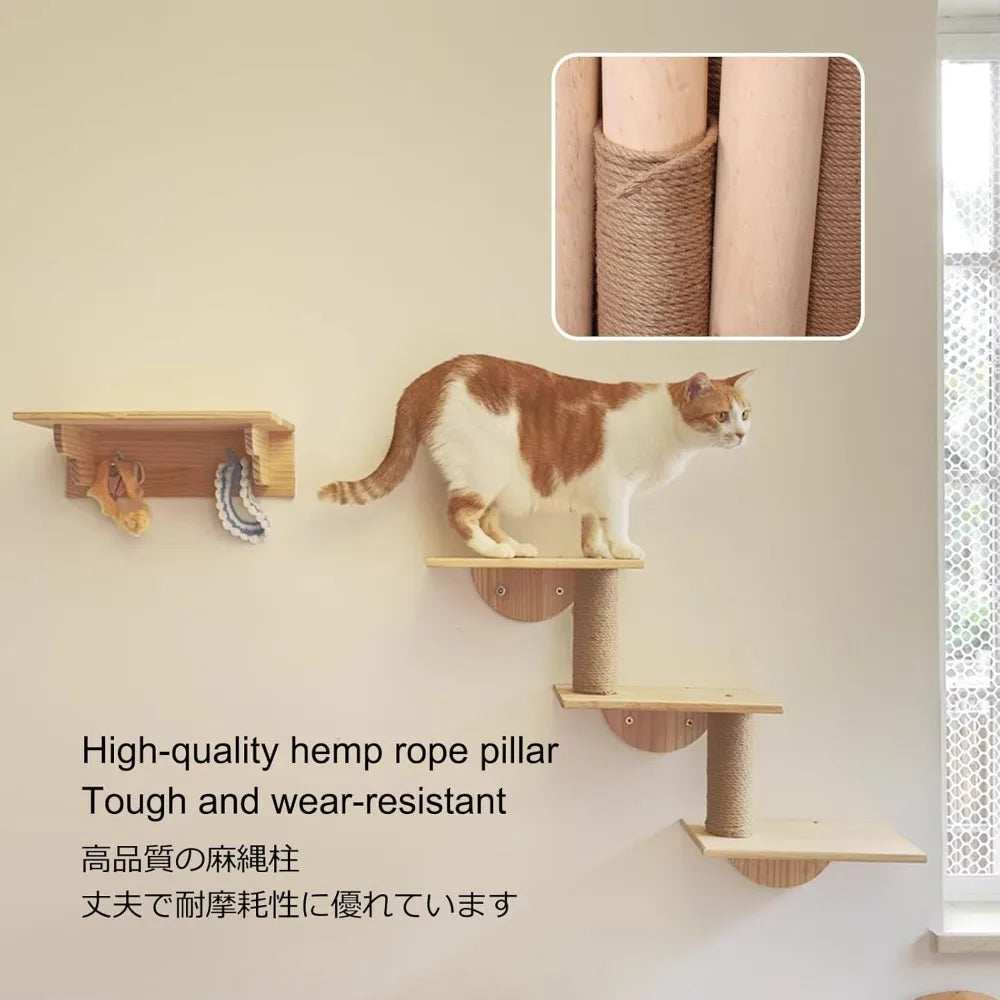 Masterpiece Wall Mounted Cat Furniture Cat Climber with Kitty House - Save Space Thickened Board for Sleeping Playing