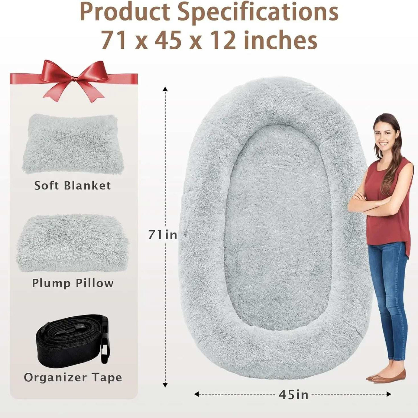 Giant Dog People Bed Fits Adult and Pet - Large Oversize Washable Dog Bed