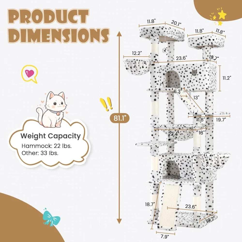 81 Inch Tall Cat Tree Tower - Multi-Level