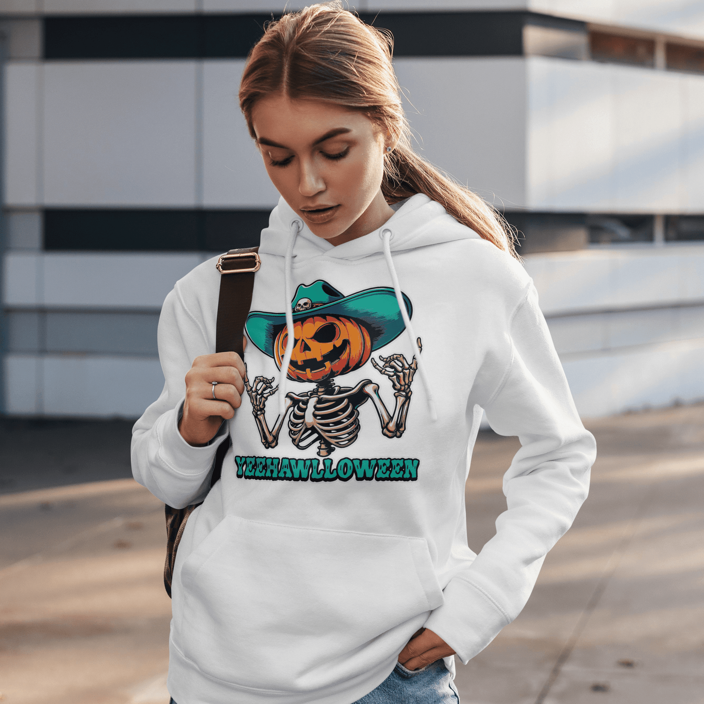 Yeehalloween Spooky Pumpkin Skeleton T-Shirt - Halloween Fun