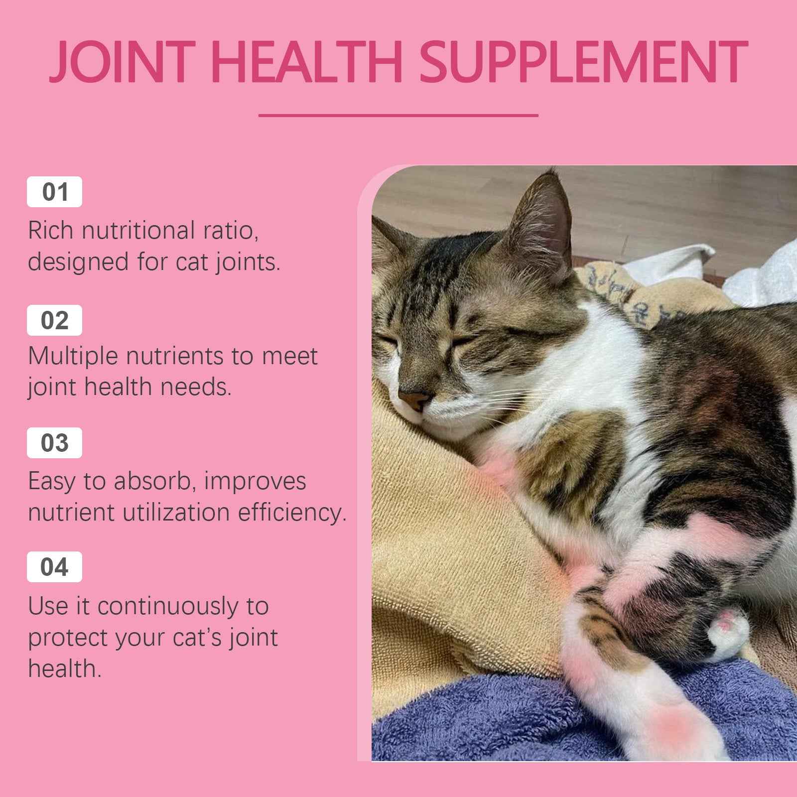 Cat Joint Support Tablets 80 Count - Glucosamine Chewable Supplement