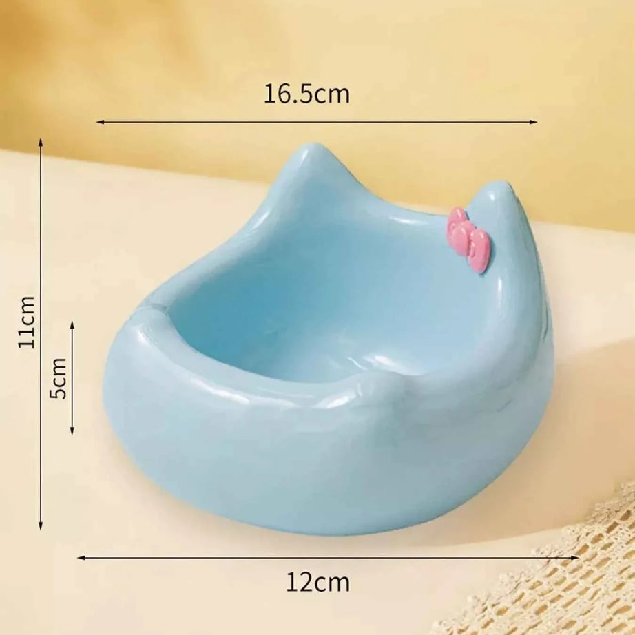 Ceramic Pet Bowl - Elevated with Bowknot